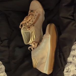 Rose gold high top sneakers